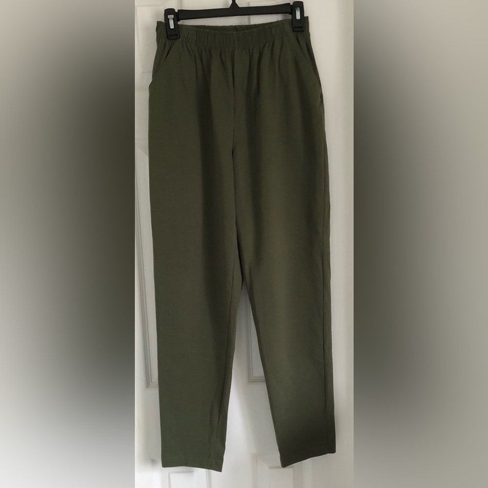 Khaki Straight Leg Sweatpants With Pockets
